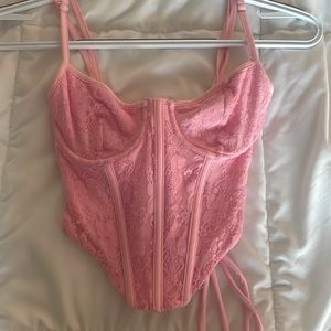 Pink lace corset top